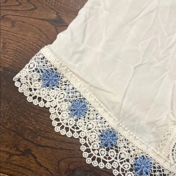 White and Blue Embroidered Coverup - Picture 2 of 7